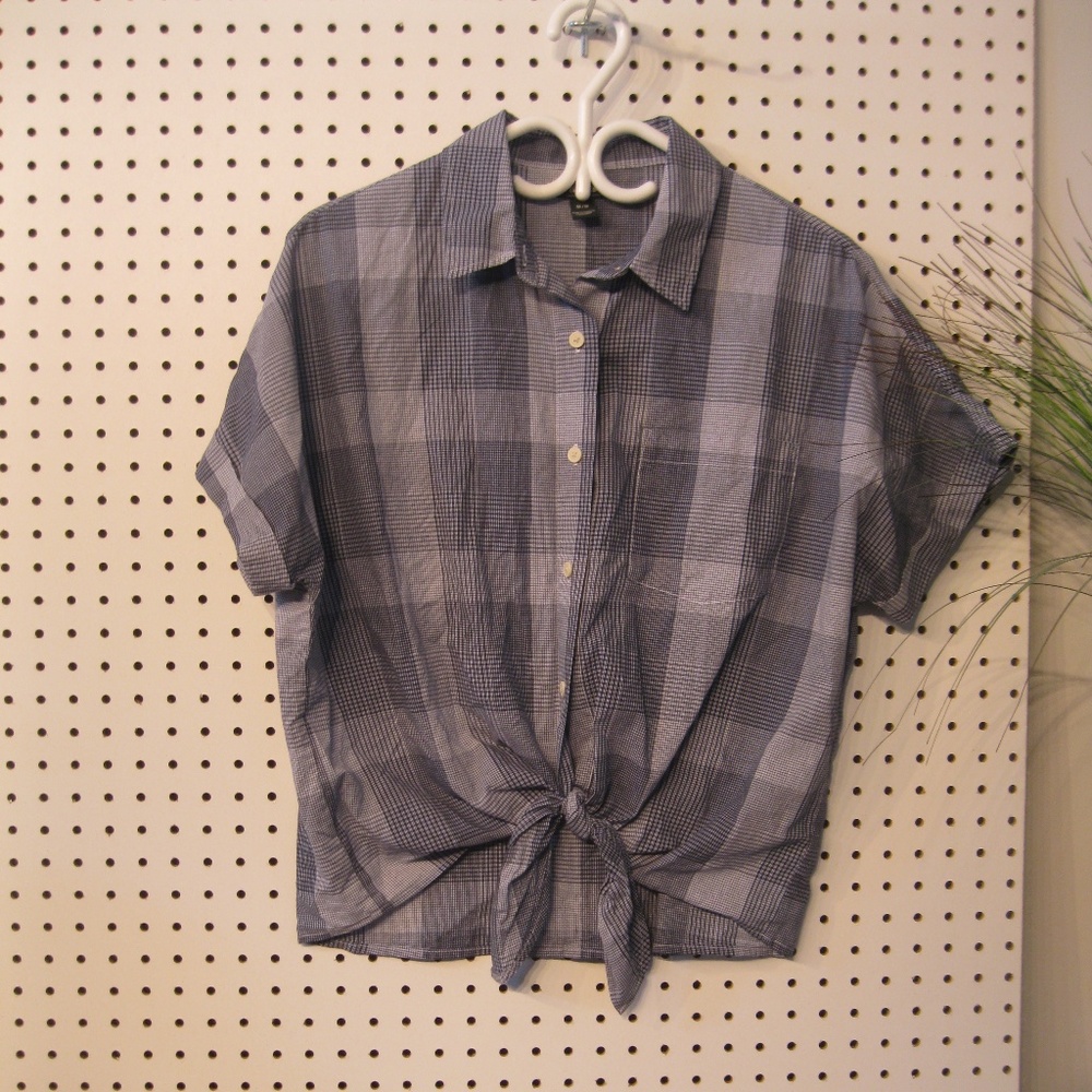 Roots Boyfriend Blue White Shirt - Picture 1 of 4